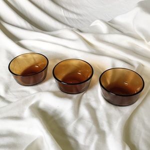 Anchor Hocking Oven Safe Amber Glass Dessert Bowls